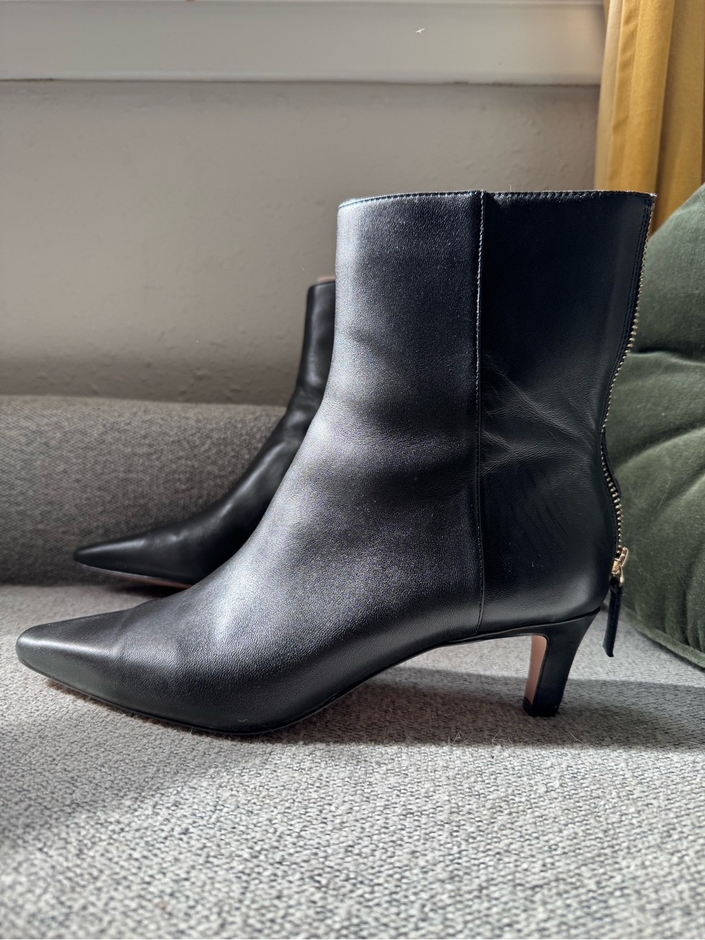 J. Crew Stevie Women's Black Pointed-Toe Kitten Heel Ankle Boots